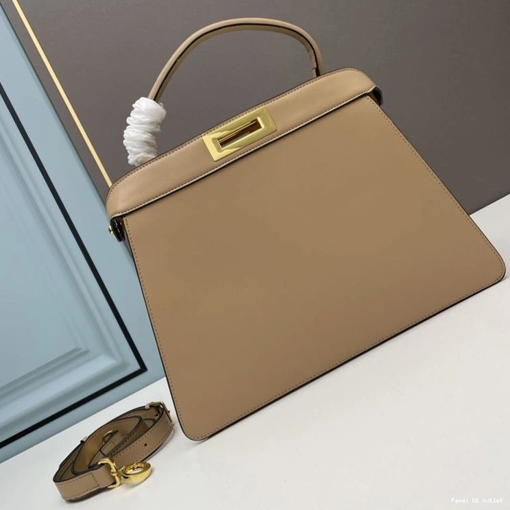 Affordable HOT Medium Nappa Fendi ISeeU Apricot In Laether Peekaboo Bag 0821